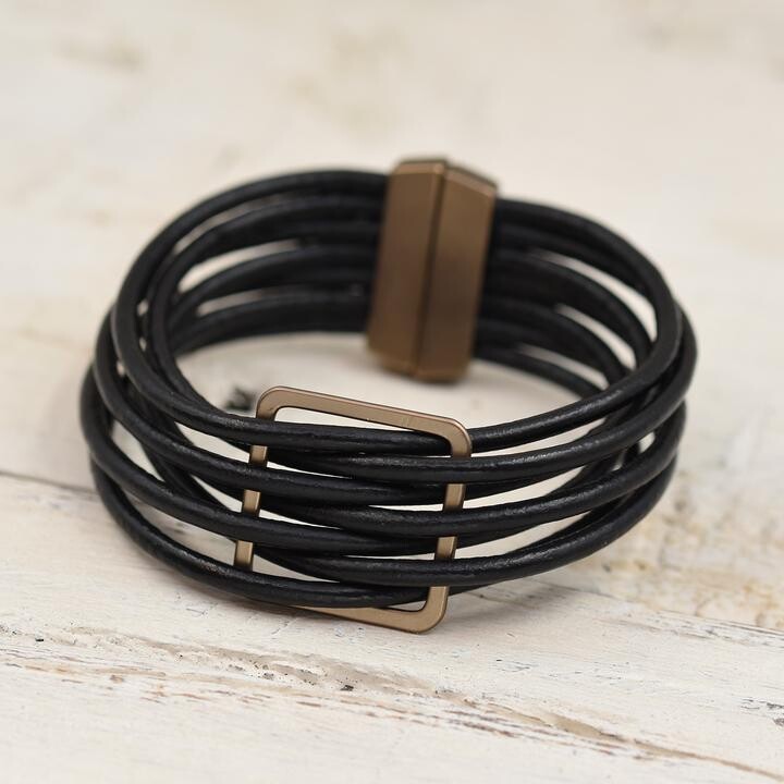 Matt Coffee Gold Multi Strand Leather Bracelet