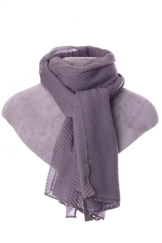 Grey Pleated Scarf