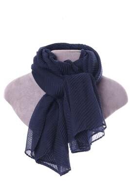 Navy Blue Pleated Scarf