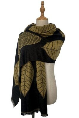 Cosy Wool Scarf - Yellow Leaves