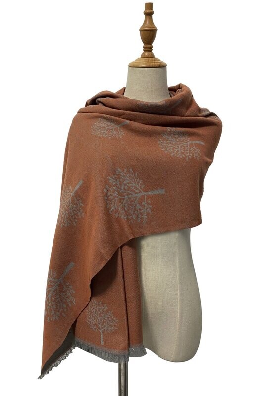 Cosy Wool Scarf - Peach Trees