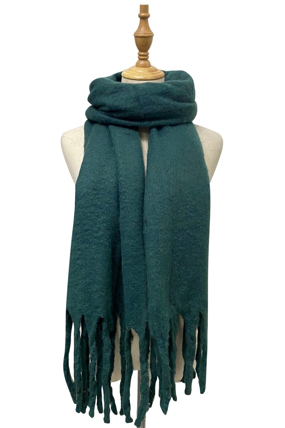 Tassel Blanket Scarf - Forest Green