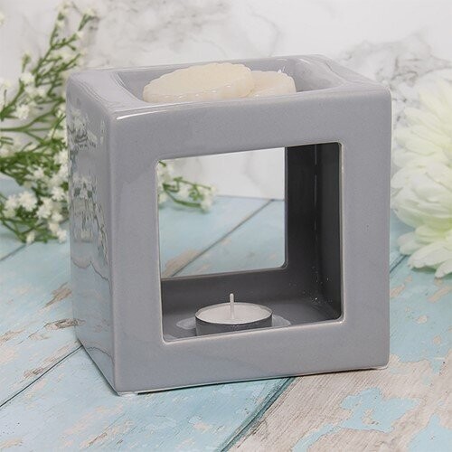 Square Ceramic Wax/Oil Burner - Grey