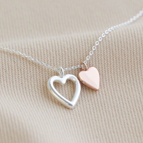 Double Heart Pendant Necklace