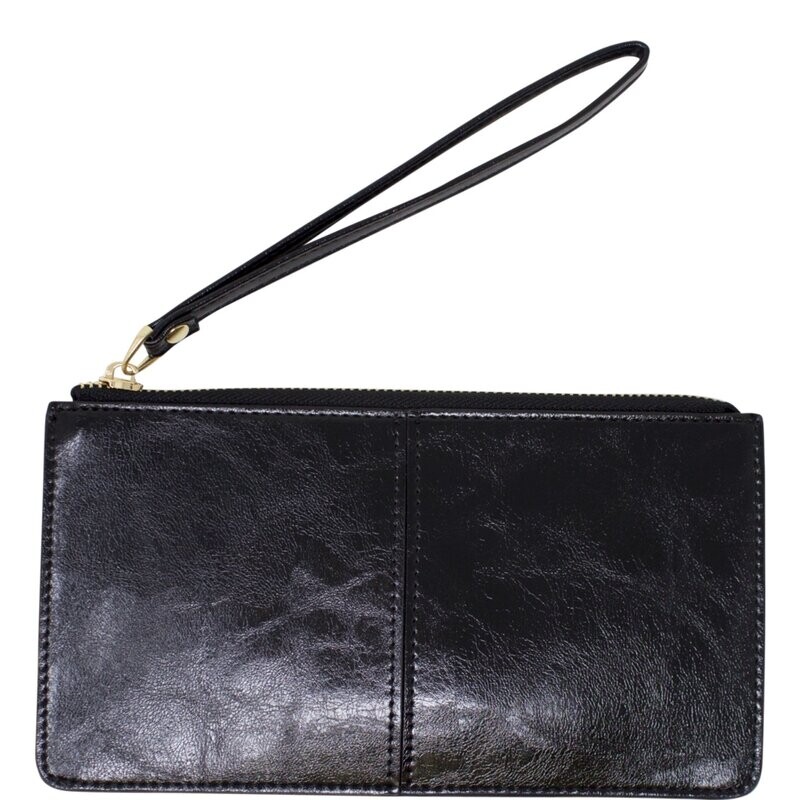 Megan Zipped Purse/Clutch - Black