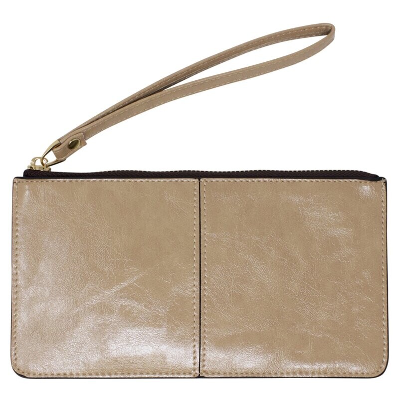 Megan Zipped Purse/Clutch - Beige