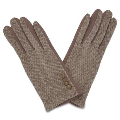 Textured Button Gloves - Beige