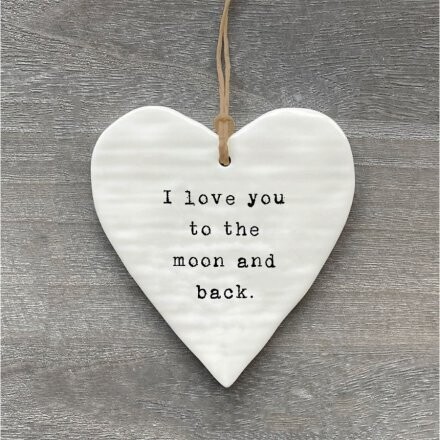 Ceramic Heart Hanger Moon and Back