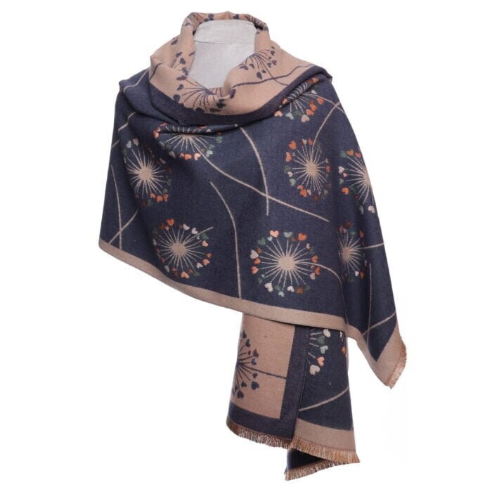 Heart Flower Scarf - Blue