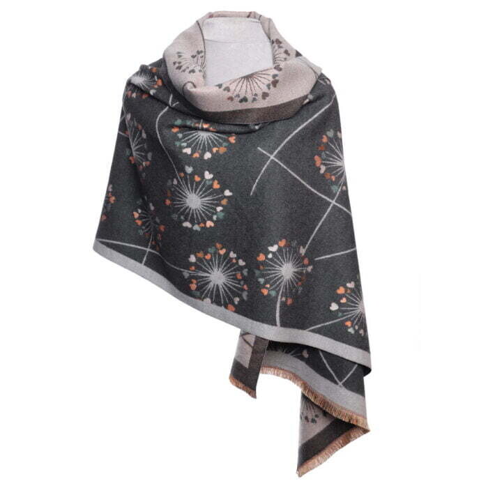 Heart Flower Scarf - Grey