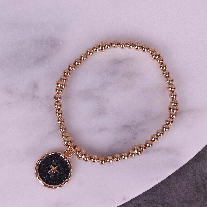Star Pendant Bracelet - Black/Gold