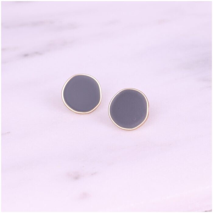 Matte Stud Earrings - Grey