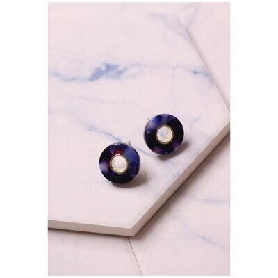 Resin Ring Earrings - Blue