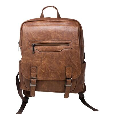 Bernie Padded Laptop Backpack - Dark Brown
