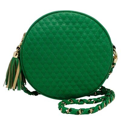 Jasmine Quilted Round Cross Body Bag - Green