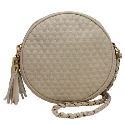Jasmine Quilted Round Cross Body Bag - Ivory