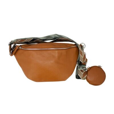Naomi Sling Bag with patterned strap - Brown