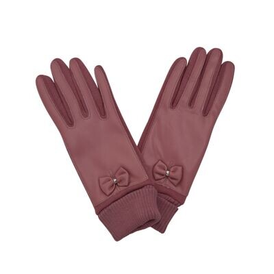 Bow Detail Gloves - Pink
