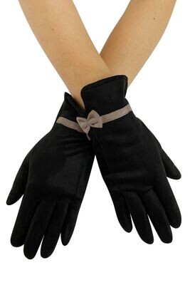 Suede Effect Gloves - Black & Taupe