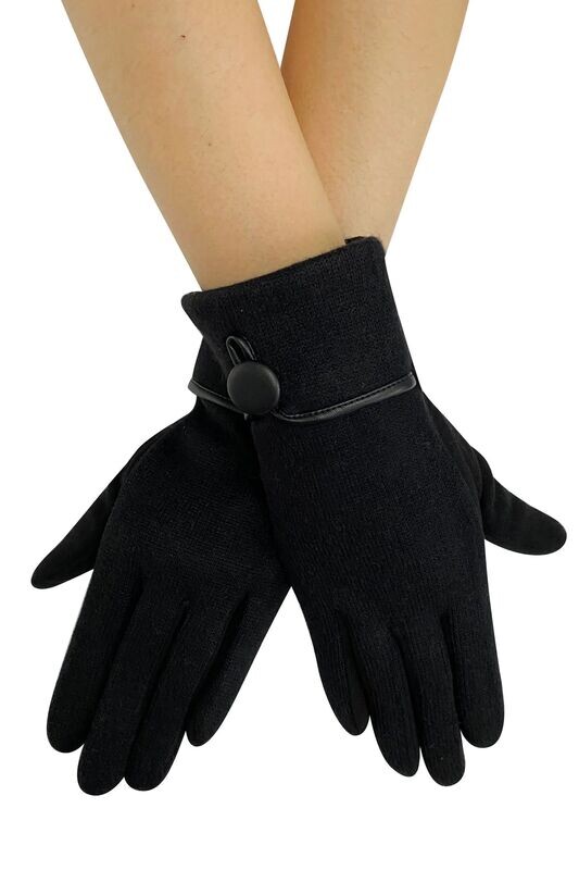 Soft Cotton Marl Touchscreen Gloves - Black