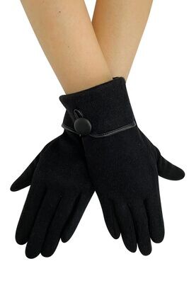 Soft Cotton Marl Touchscreen Gloves - Black