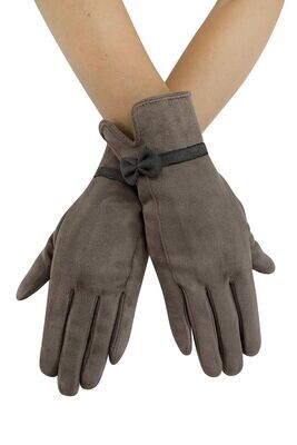 Suede Effect Gloves - Taupe & Grey
