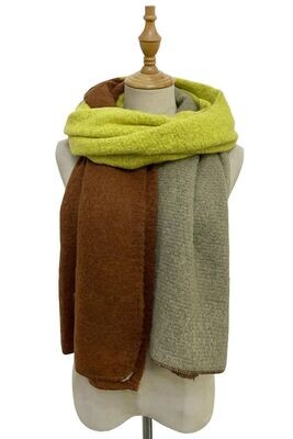Block Colour Wool Scarf - Lime Green
