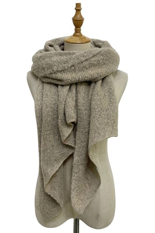 Soft Boucle Wool Scarf - Beige