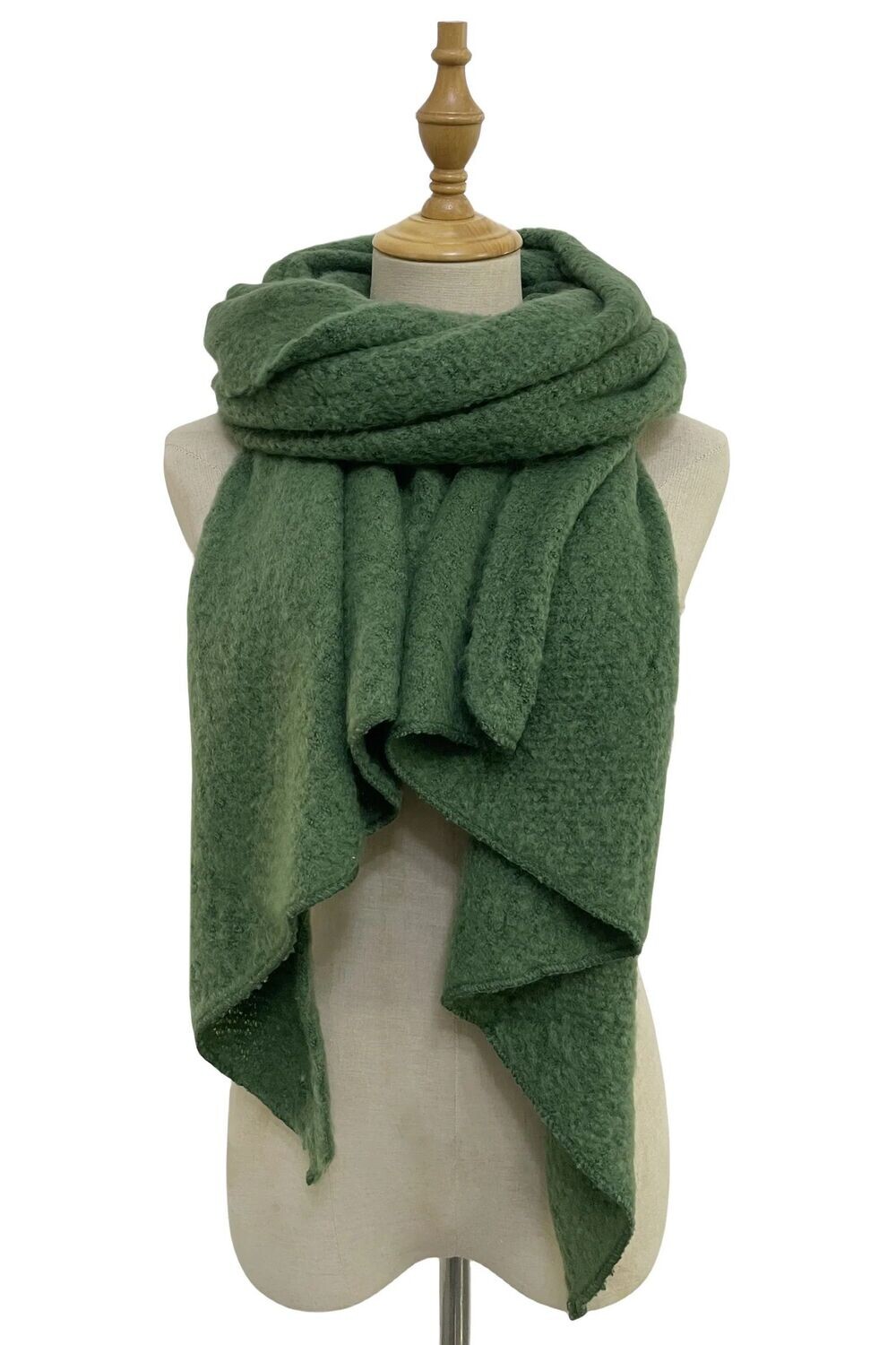 Soft Boucle Wool Scarf - Green