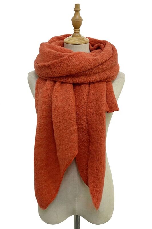 Soft Boucle Wool Scarf - Orange