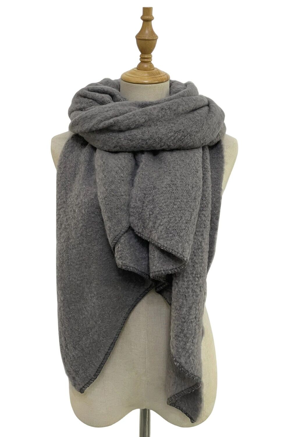 Soft Boucle Wool Scarf - Grey