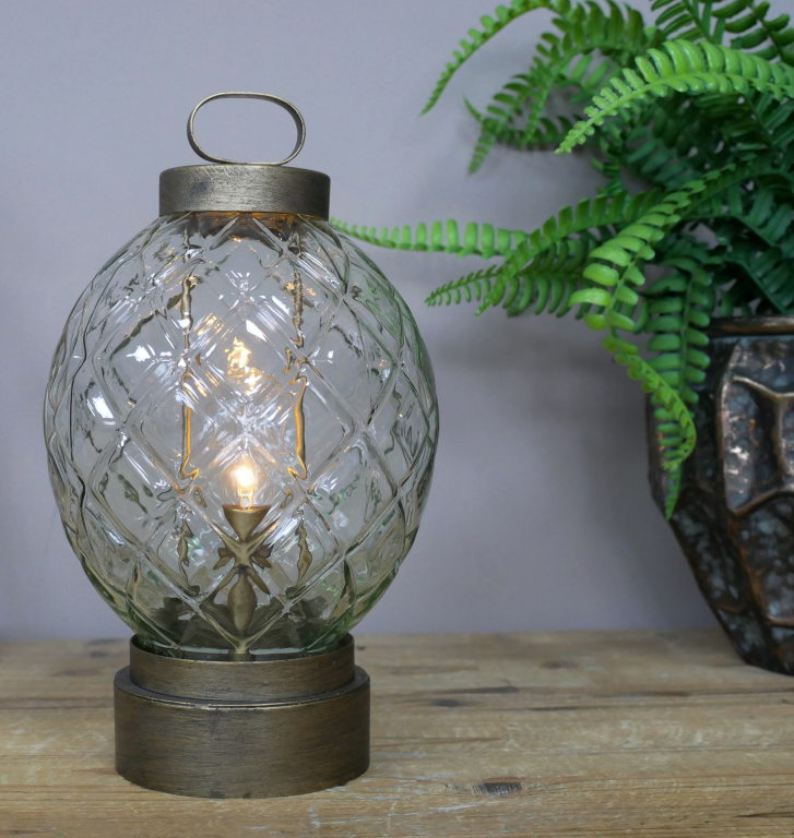 Distressed Bronze & Glass LED Light