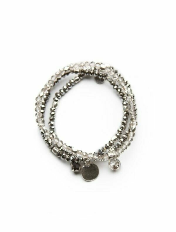Triple Stretch Crystal Bracelet Silver Grey