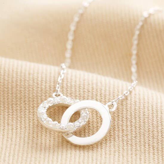 Pearl & Crystal Circles Necklace in Silver