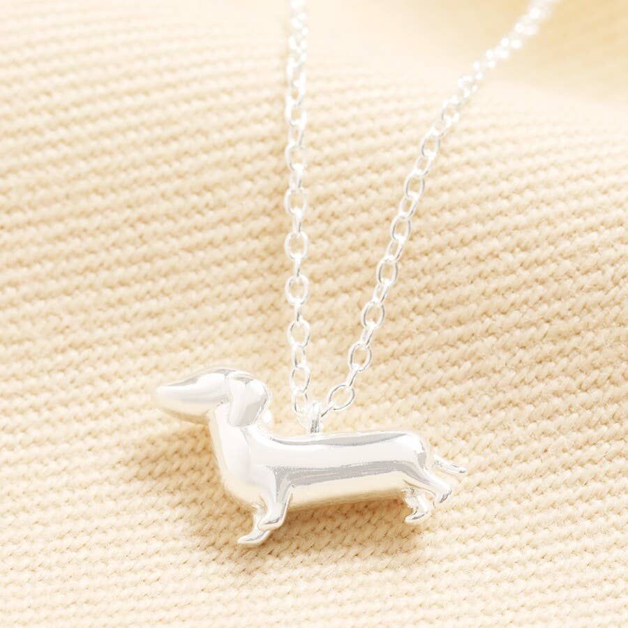 Sausage Dog Pendant Necklace in Silver