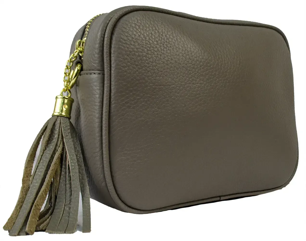 Sofia Italian Leather Crossbody Bag with canvas strap - Grey