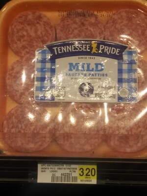 Cash Saver: Tennessee Pride Mild Sausage Patties 12oz pack