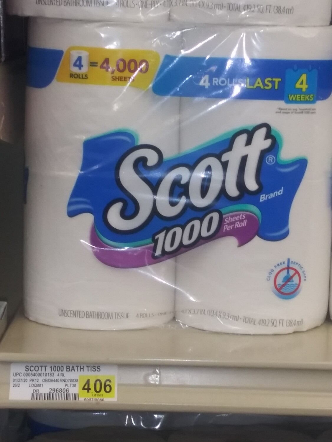 Cash Saver: Scott 1000 Tissue 4(or)12 Rolls