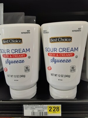 Cash Saver: Best Choice Sour Cream Squeeze  12oz