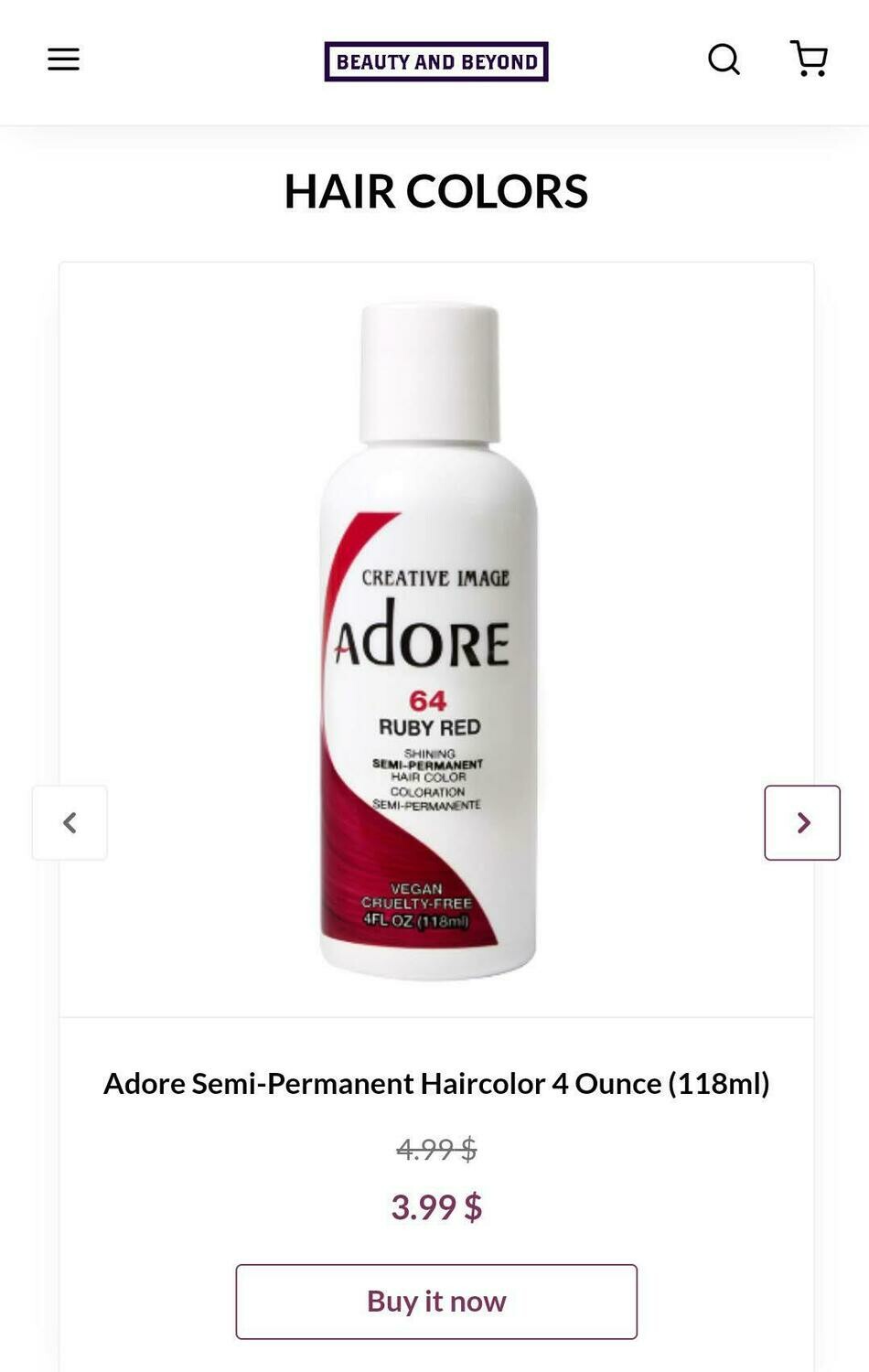 Adore Semi-Permanent Hair Color( 4oz, 118ml)