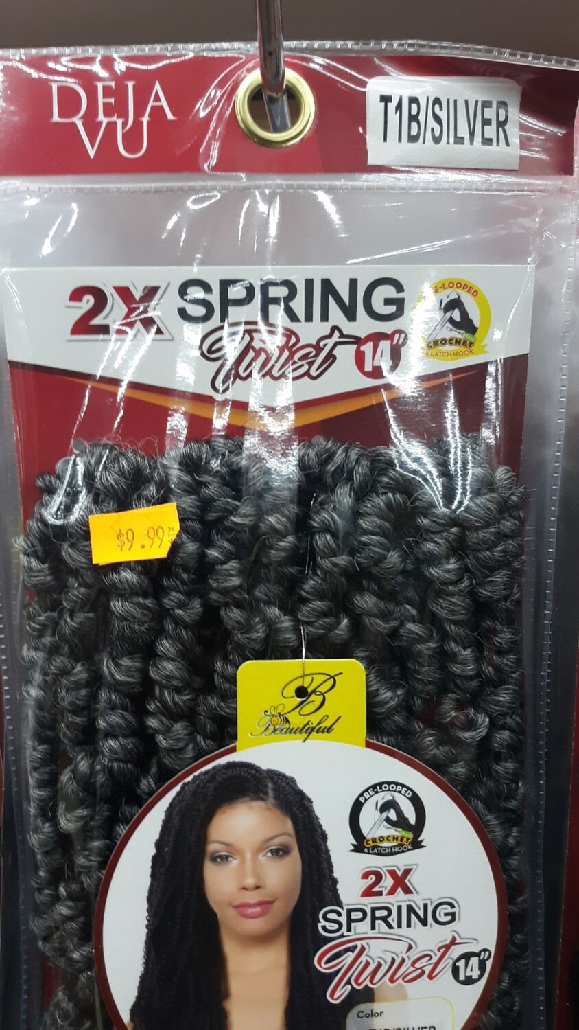 Deja Vu 2x Spring Twist Crochet 14" (T1B/SILVER)