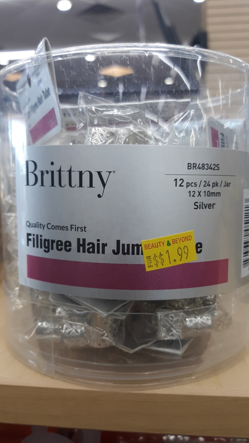 Brittny 12 Silver Filigree Hair Jumbo Tube