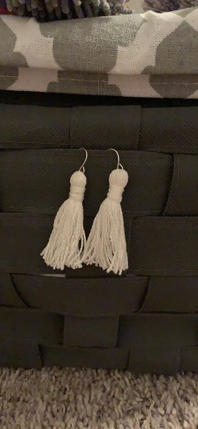 White Tassel Earrings