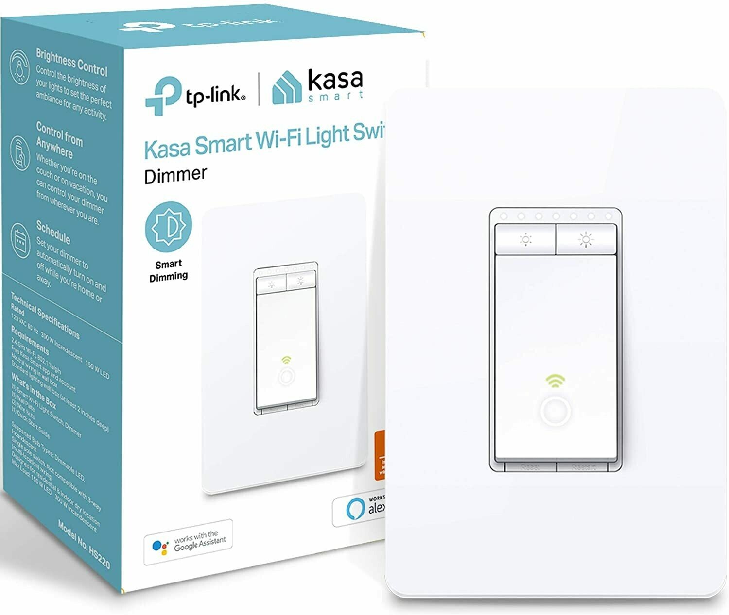 Dimmer Switch by TP-Link, Single Pole, Needs Neutral Wire,WiFi Light Switch for LED Lights, Works with Alexa and Google Assistant,UL Certified, 1-Pack(HS220)