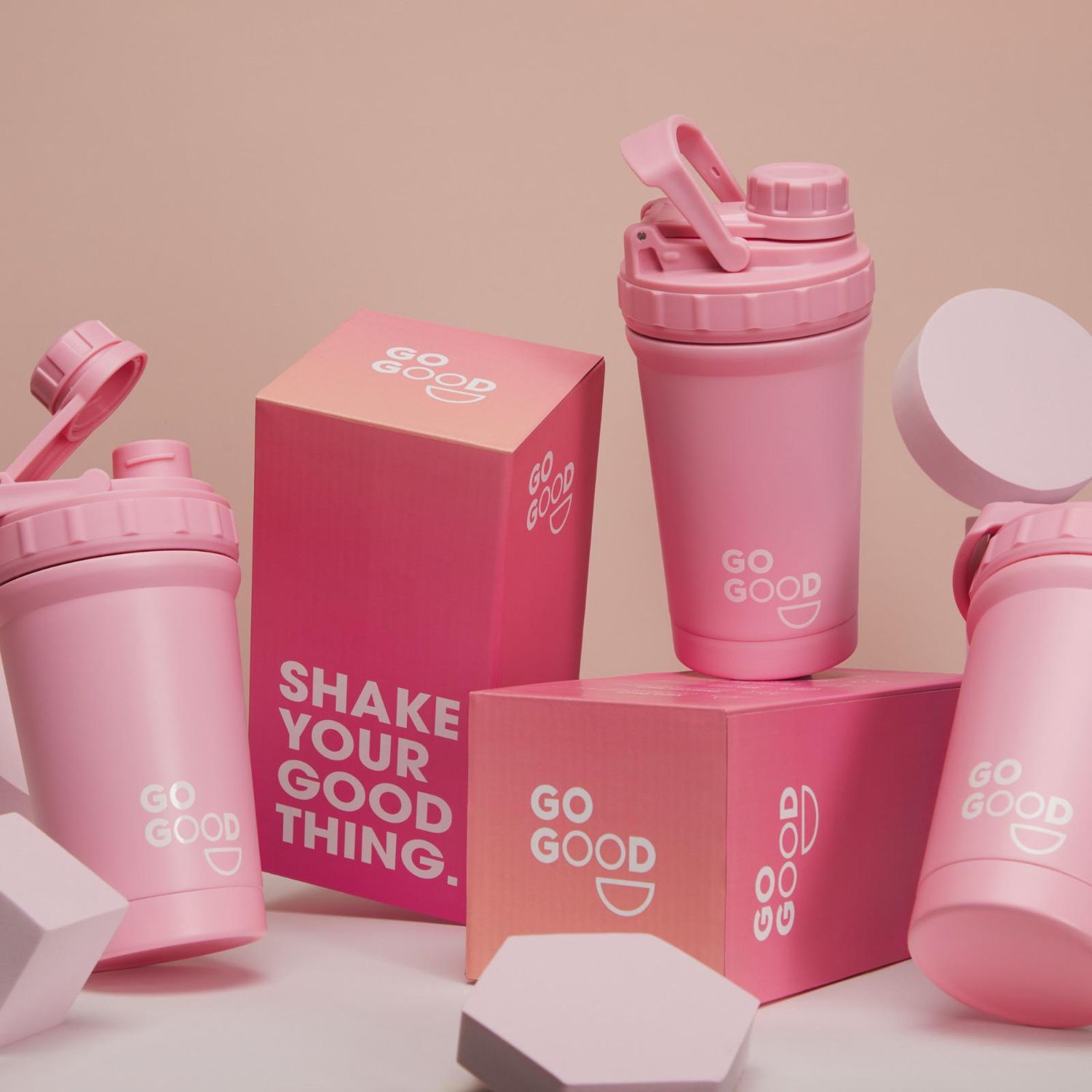 500ML Stainless Steel Protein Shaker, Color: Pink