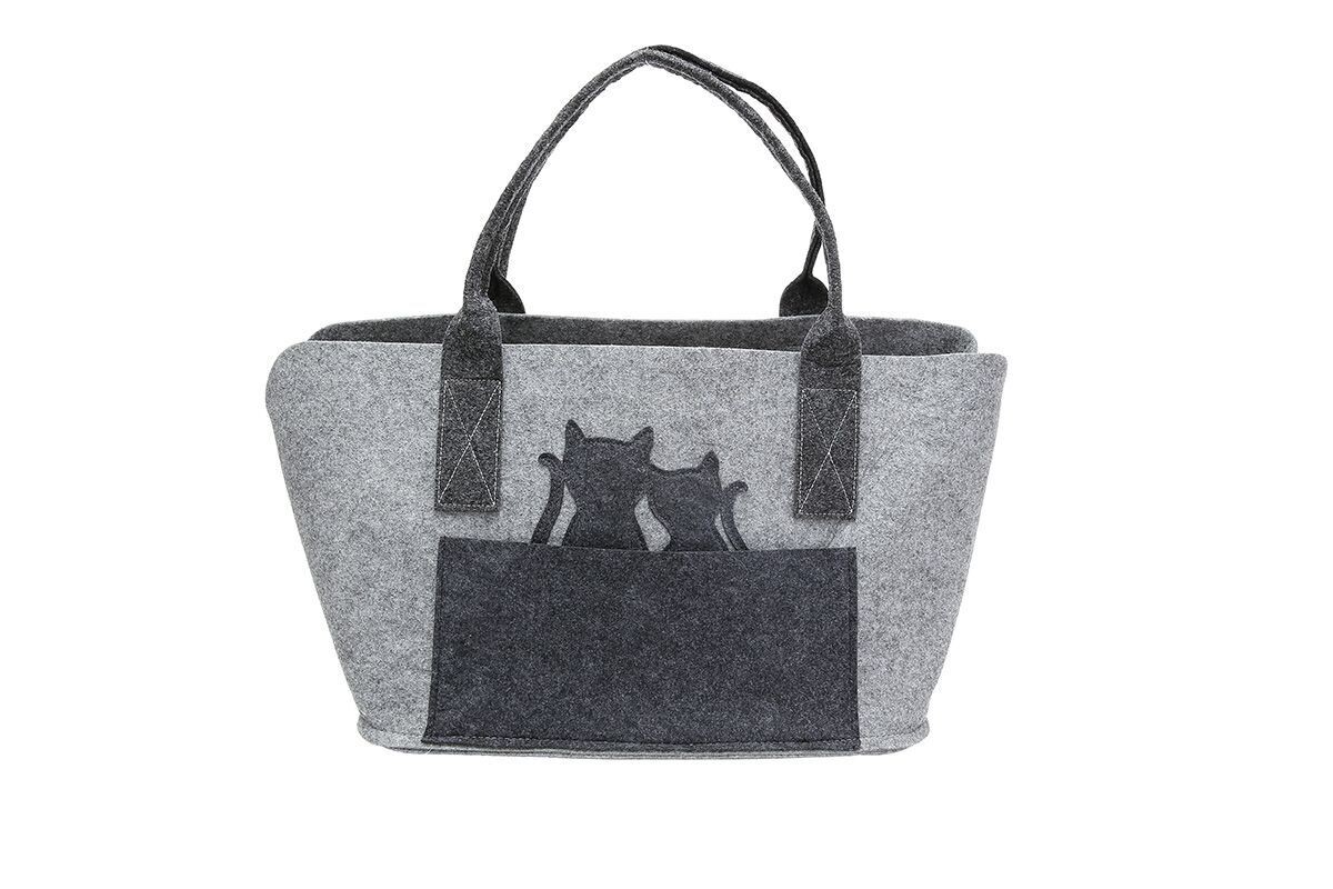 Filztasche "Katzen", Farbe: hellgrau