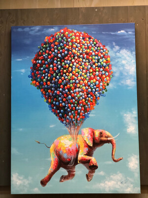 Elefant froh in Farben