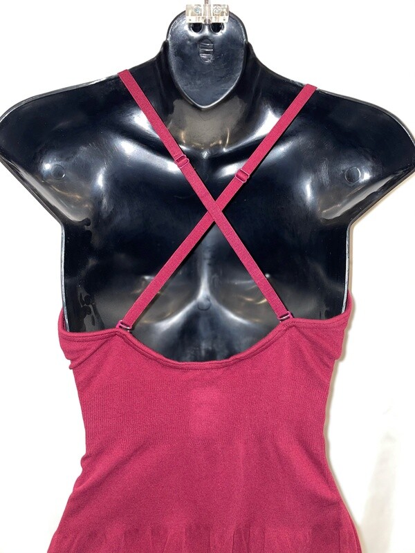 Adjustable Strap Mid Scoop Camisole Leotard Maroon - Large Adult