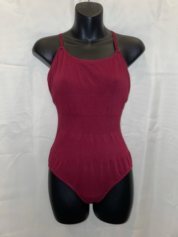 Adjustable Strap Mid Scoop Camisole Leotard Maroon - Large Adult