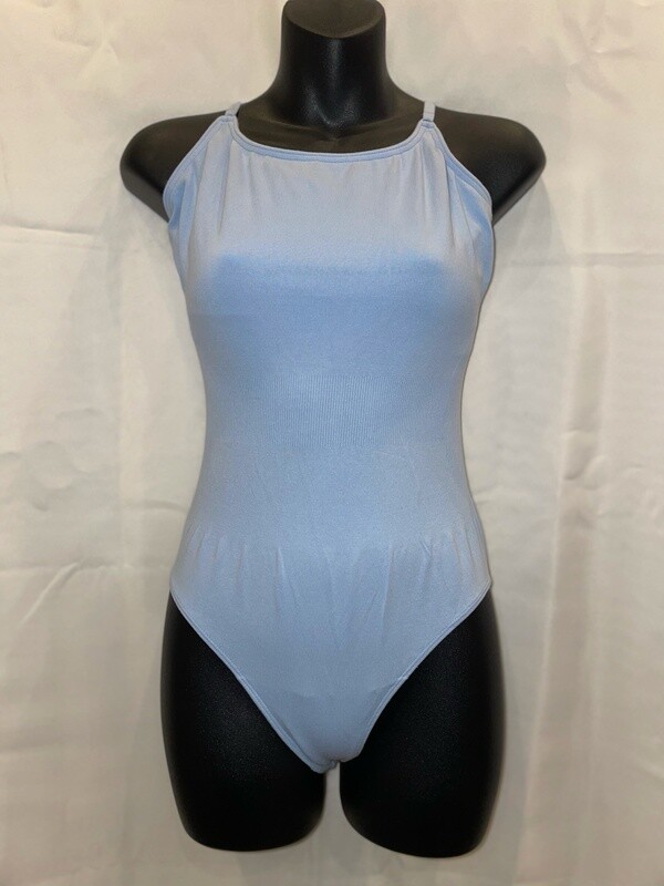 Adjustable Strap Mid Scoop Camisole Leotard Light Blue - Medium Adult